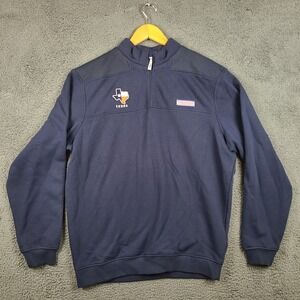Vineyard Vines Mens Texas State Quarter Zip Pullover Navy Blue Cotton Sweater M